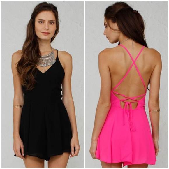 🆕 NWT- ANGL Lace Back Romper - Picture 4 of 9